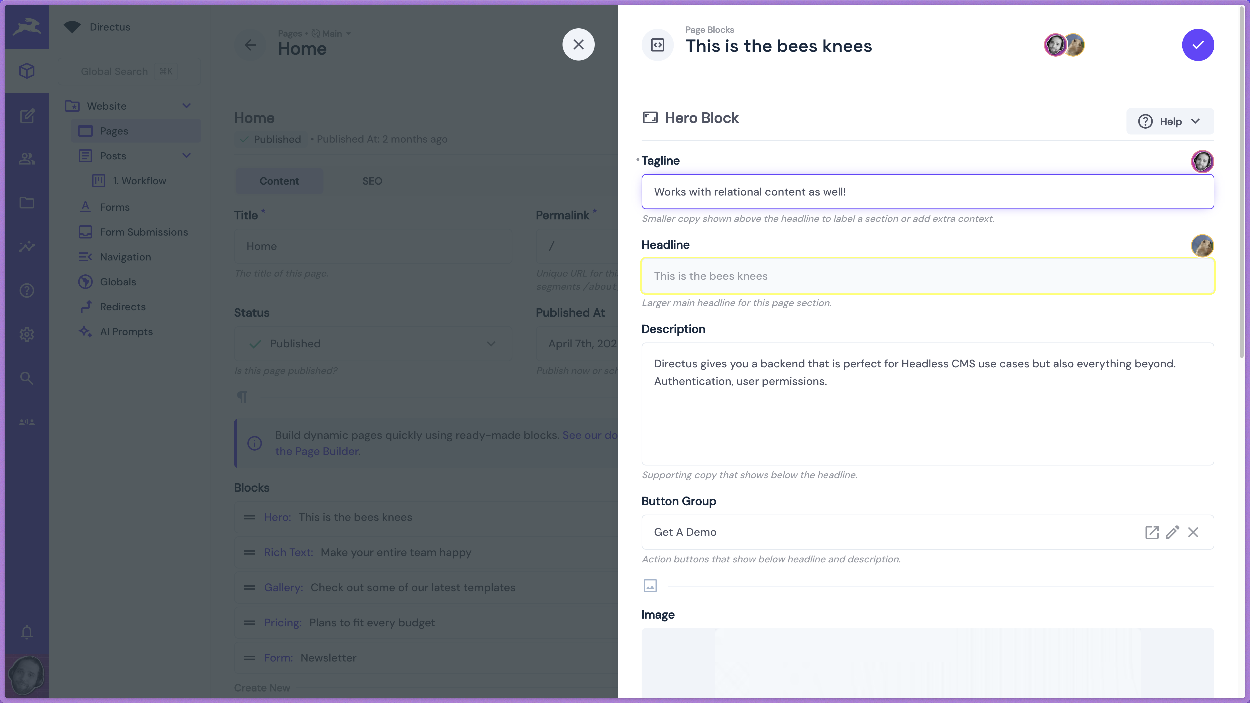 Relational fields and page builders